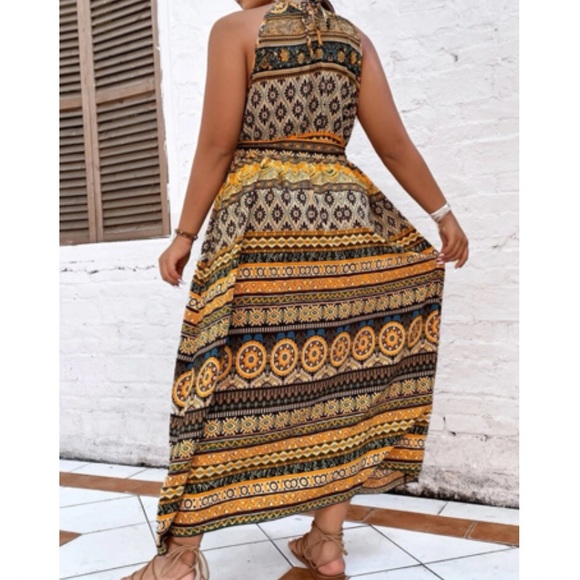 Boho floral print belted maxi dress - Picture 2 of 4